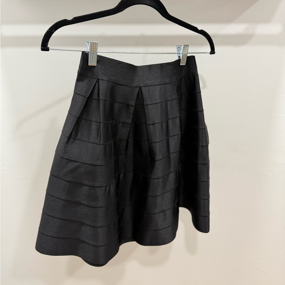 bebe Black Layered Skater Skirt